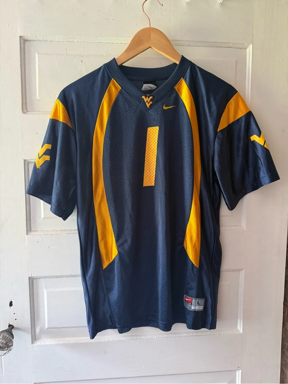 Nike Kid’s WVU Mountaineers Navy and Gold Football Jersey